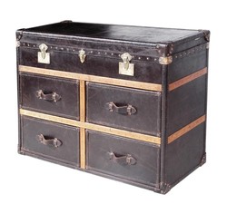 Casa Padrino Cassettiera / Baule Art Déco di Lusso in Vera Pelle Nero, L 123 x P 52 x A 83 cm, Stile Vintage Casa Padrino Cassettiera / Baule Art Déco di Lusso in Vera Pelle Nero, L 123 x P 52 x A 83 cm, Stile Vintage