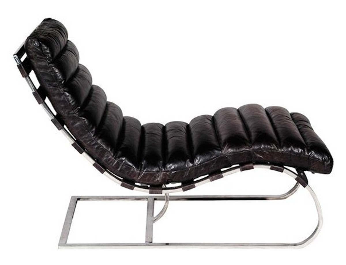Casa Padrino luxury leather vintage couch / chair black - leather armchairs Art deco lounge reclining chair Casa Padrino luxury leather vintage couch / chair black - leather armchairs Art deco lounge reclining chair