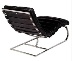 Casa Padrino Luxury Genuine Leather Vintage Armchair Art Deco Style Black - 110cm x 60cm x 78cm Casa Padrino Luxury Genuine Leather Vintage Armchair Art Deco Style Black - 110cm x 60cm x 78cm