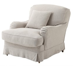 Casa Padrino Chesterfield Luxury Linen Wing Chair Vintage Naturale, 85 x 100 x 90 cm