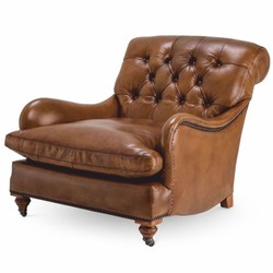 Casa Padrino Chesterfield Sillón Orejero de Lujo Piel Genuina New York Vintage Marrón 84 x 100 x 86 cm