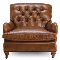 Casa Padrino Chesterfield Sillón Orejero de Lujo Piel Genuina New York Vintage Marrón 84 x 100 x 86 cm