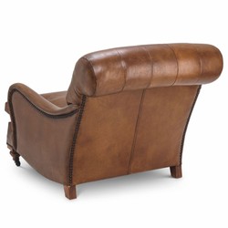 Casa Padrino Chesterfield Sillón Orejero de Lujo Piel Genuina New York Vintage Marrón 84 x 100 x 86 cm
