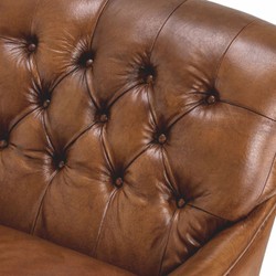 Casa Padrino Chesterfield Sillón Orejero de Lujo Piel Genuina New York Vintage Marrón 84 x 100 x 86 cm
