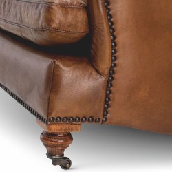 Casa Padrino Chesterfield Sillón Orejero de Lujo Piel Genuina New York Vintage Marrón 84 x 100 x 86 cm