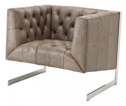 Casa Padrino Chesterfield Luxus Echt Leder Sessel Manhattan Vintage Leder Grey - 82 x 77 x 70 cm Casa Padrino Chesterfield Luxus Echt Leder Sessel Manhattan Vintage Leder Grey - 82 x 77 x 70 cm