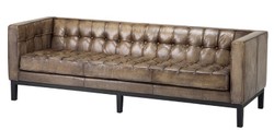 Casa Padrino Luxury Real Leather Sofa Glasgow Vintage Leather Olive - 3 Seater - 227 x 80 x 71 cm Casa Padrino Luxury Real Leather Sofa Glasgow Vintage Leather Olive - 3 Seater - 227 x 80 x 71 cm