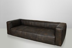 Casa Padrino Canapé de Luxe en Cuir Véritable VLAB New Fudge, 3 places, 259 x 109 x 70 cm