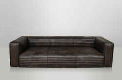 Casa Padrino Canapé de Luxe en Cuir Véritable VLAB New Fudge, 3 places, 259 x 109 x 70 cm