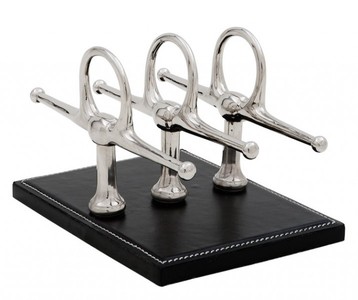 Casa Padrino Porte-lettres de luxe en cuir véritable noir et nickel, 4 x 8 cm x H. 12 cm - Accessoire de bureau élégant Casa Padrino Porte-lettres de luxe en cuir véritable noir et nickel, 4 x 8 cm x H. 12 cm - Accessoire de bureau élégant