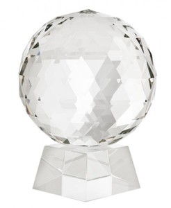 Casa Padrino Sphère en Cristal de Luxe sur Support en Verre - Accessoire de Décoration - Hauteur 25,5 cm - Diamètre 20 cm Casa Padrino Sphère en Cristal de Luxe sur Support en Verre - Accessoire de Décoration - Hauteur 25,5 cm - Diamètre 20 cm