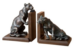 Casa Padrino Luxury Bookend Set Lions Bronze / Brass - 18 x 12 x H. 22 cm Casa Padrino Luxury Bookend Set Lions Bronze / Brass - 18 x 12 x H. 22 cm