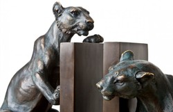 Casa Padrino Luxury Bookend Set Lions Bronze / Brass - 18 x 12 x H. 22 cm Casa Padrino Luxury Bookend Set Lions Bronze / Brass - 18 x 12 x H. 22 cm