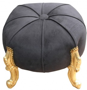 Casa Padrino Barock Sitzhocker - Rundhocker- Schwarz / Gold - Barock Möbel