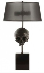 Casa Padrino luxury table lamp skull black / antique brass Ø 35 x H. 77 cm - Desk lamp with round lampshades - Luxury lights - Luxury furniture - Luxury interior