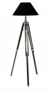 Casa Padrino Luxury Studio Floor Lamp Telescope Vintage Design Black / Chrome - Nickel Finish - 60 x 60 x 180 cm Casa Padrino Luxury Studio Floor Lamp Telescope Vintage Design Black / Chrome - Nickel Finish - 60 x 60 x 180 cm