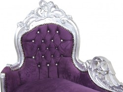 Casa Padrino Chaise Longue Barroca King Púrpura/Plata con Pedrería Bling Bling, 155 x 70 x 100 cm Casa Padrino Chaise Longue Barroca King Púrpura/Plata con Pedrería Bling Bling, 155 x 70 x 100 cm