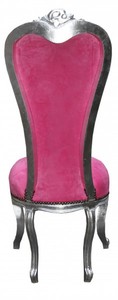 Casa Padrino Barock Thron Stuhl Queen Anne Pink /Silber - Hochlehnstuhl