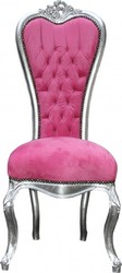 Casa Padrino chaise trône baroque Reine Anne Rose / Argent - Fauteuil haut Casa Padrino chaise trône baroque Reine Anne Rose / Argent - Fauteuil haut