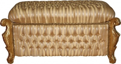 Casa Padrino Barock Sitzbank Truhe im Antik Stil Gold mit beigen Streifen 105 x 55 x 55 cm Casa Padrino Barock Sitzbank Truhe im Antik Stil Gold mit beigen Streifen 105 x 55 x 55 cm
