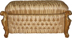 Casa Padrino Baroque Bench Chest in Antique Style Gold with Beige Stripes 105 x 55 x 55 cm Casa Padrino Baroque Bench Chest in Antique Style Gold with Beige Stripes 105 x 55 x 55 cm