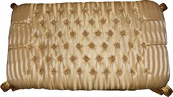 Casa Padrino Baroque Bench Chest in Antique Style Gold with Beige Stripes 105 x 55 x 55 cm Casa Padrino Baroque Bench Chest in Antique Style Gold with Beige Stripes 105 x 55 x 55 cm