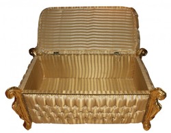 Casa Padrino Baroque Bench Chest in Antique Style Gold with Beige Stripes 105 x 55 x 55 cm Casa Padrino Baroque Bench Chest in Antique Style Gold with Beige Stripes 105 x 55 x 55 cm
