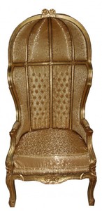 Casa Padrino Baroque Throne Armchair Victory Gold Pattern / Gold - Solid Wood Balloon Chair 177 cm Height
