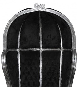 Casa Padrino Barock Thron Sessel Victory Schwarz / Silber - Massivholz Samt - 177 x 83 x 66 cm