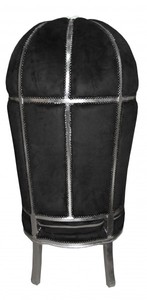 Casa Padrino Barock Thron Sessel Victory Schwarz / Silber - Massivholz Samt - 177 x 83 x 66 cm