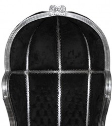 Casa Padrino Baroque Throne Armchair Victory Black / Silver - Solid Wood Velvet - 177 x 83 x 66 cm Casa Padrino Baroque Throne Armchair Victory Black / Silver - Solid Wood Velvet - 177 x 83 x 66 cm