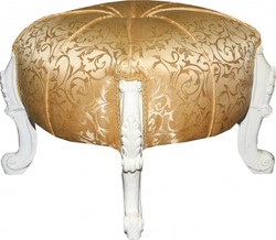 Casa Padrino baroque Tabouret - Tabouret ronde - Motif d'or / blanc - Mobilier baroque