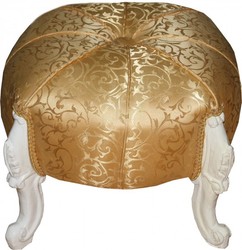 Casa Padrino baroque Tabouret - Tabouret ronde - Motif d'or / blanc - Mobilier baroque