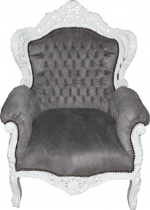 Casa Padrino Barock Sessel Grau Weiß Baroque Arm Chair Grey White Furniture Möbel Casa Padrino Barock Sessel Grau Weiß Baroque Arm Chair Grey White Furniture Möbel