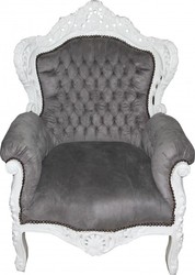 Casa Padrino Barock Sessel Grau Weiß Baroque Arm Chair Grey White Furniture Möbel Casa Padrino Barock Sessel Grau Weiß Baroque Arm Chair Grey White Furniture Möbel