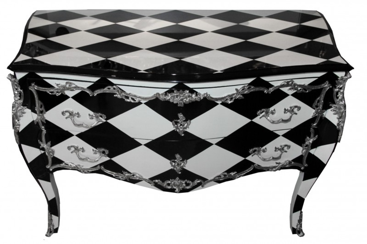 Casa Padrino Baroque Commode Karo Design 130cm - unique objects an antique look Casa Padrino Baroque Commode Karo Design 130cm - unique objects an antique look