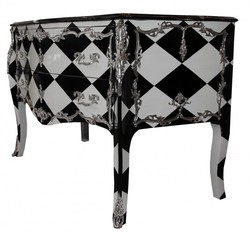 Casa Padrino Commode Baroque Design Damier avec Appliques Argentées 130 x 84 x 63 cm - Buffet de Luxe Style Antique Casa Padrino Commode Baroque Design Damier avec Appliques Argentées 130 x 84 x 63 cm - Buffet de Luxe Style Antique
