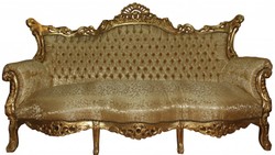 Casa Padrino Divano Barocco 3 posti Master Motivo Oro / Oro - Mobili Antichi - Larghezza 210 cm