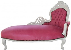 Casa Padrino Chaise Longue Barocca King Rosa/Bianco con Strass Bling Bling, 155 x 70 x 100 cm Casa Padrino Chaise Longue Barocca King Rosa/Bianco con Strass Bling Bling, 155 x 70 x 100 cm