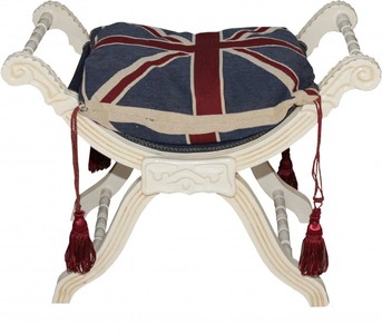 Casa Padrino Barock Sitzhocker - Kreuzhocker Union Jack/ Creme 