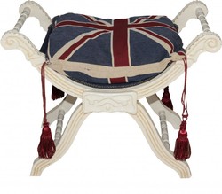 Casa Padrino barocco Sgabello - Sgabello Croce Union Jack / Crema Casa Padrino barocco Sgabello - Sgabello Croce Union Jack / Crema