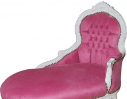 Casa Padrino Barock Kinder Chaiselongue Rosa / Weiß - Luxuriöse Kinderzimmer Sitzgelegenheit, Höhe 93 cm