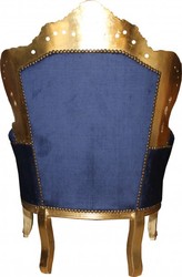Casa Padrino Sillón Barroco King Azul Real y Oro con Estrás, 120 x 85 x 85 cm
