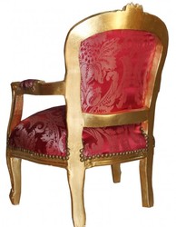 Casa Padrino Baroque Children's Chair in Antique Style - Bordeaux Red Pattern with Gold - 51 x 71 cm