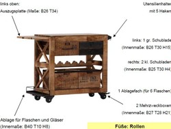 Casa Padrino Bar Trolley Serving mango hardwood - Hotel & Restaurant Furniture Casa Padrino Bar Trolley Serving mango hardwood - Hotel & Restaurant Furniture