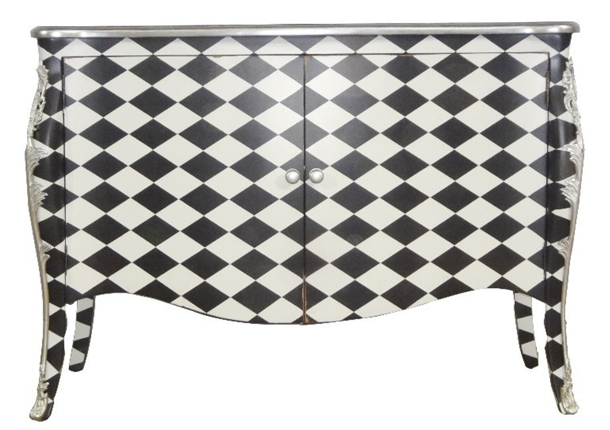 Casa Padrino Barock Karo Kommode Schwarz Weiß Baroque Chest of Drawers Black White Casa Padrino Barock Karo Kommode Schwarz Weiß Baroque Chest of Drawers Black White