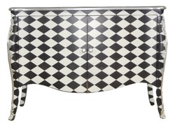Casa Padrino Cómoda Barroca Ajedrez Negro / Blanco 120 cm - Mueble de Lujo con 2 Puertas