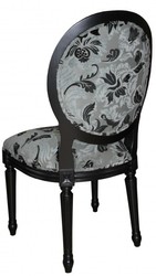 Casa Padrino Baroque Dinner Chair Mod2 Flower Pattern / Black Antique - Furniture Casa Padrino Baroque Dinner Chair Mod2 Flower Pattern / Black Antique - Furniture