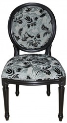 Casa Padrino Baroque Dinner Chair Mod2 Flower Pattern / Black Antique - Furniture Casa Padrino Baroque Dinner Chair Mod2 Flower Pattern / Black Antique - Furniture