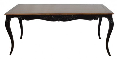 Casa Padrino Barock Esstisch Antik Schwarz / Holzfarben aus Mahagony Massivholz 180 x 95 x 76 cm